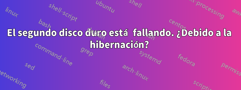 El segundo disco duro está fallando. ¿Debido a la hibernación?