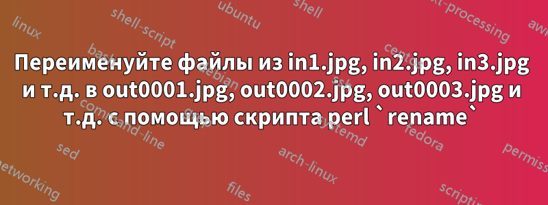 Переименуйте файлы из in1.jpg, in2.jpg, in3.jpg и т.д. в out0001.jpg, out0002.jpg, out0003.jpg и т.д. с помощью скрипта perl `rename`