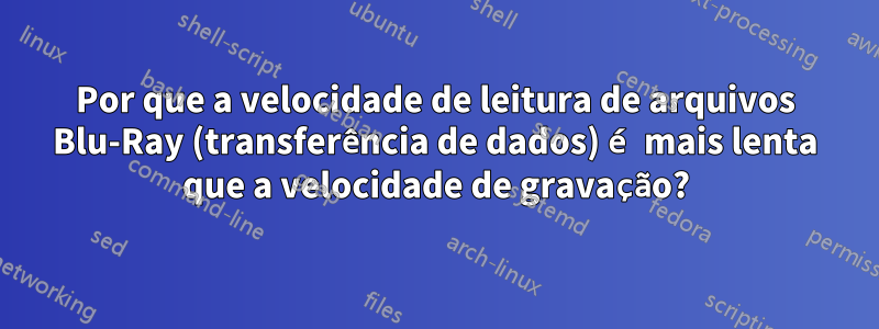 Por que a velocidade de leitura de arquivos Blu-Ray (transferência de dados) é mais lenta que a velocidade de gravação?