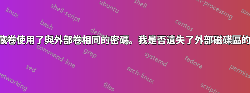 我對隱藏卷使用了與外部卷相同的密碼。我是否遺失了外部磁碟區的資料？