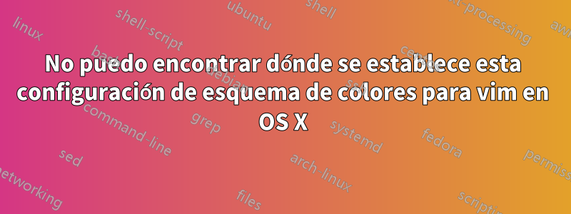 No puedo encontrar dónde se establece esta configuración de esquema de colores para vim en OS X