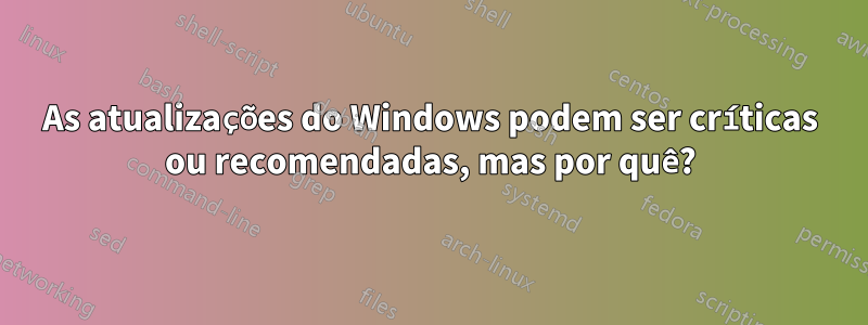 As atualizações do Windows podem ser críticas ou recomendadas, mas por quê?