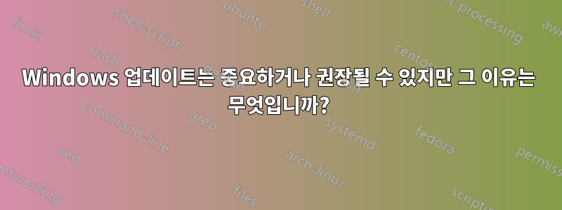 Windows 업데이트는 중요하거나 권장될 수 있지만 그 이유는 무엇입니까?