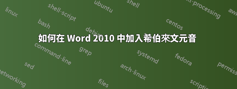 如何在 Word 2010 中加入希伯來文元音