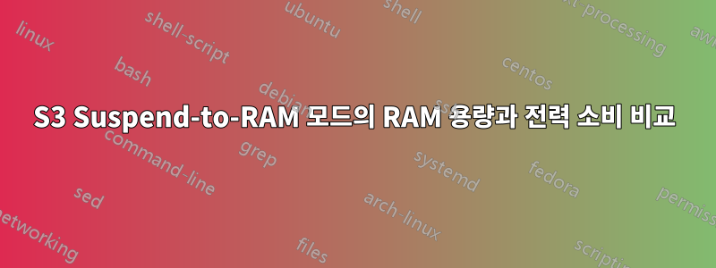 S3 Suspend-to-RAM 모드의 RAM 용량과 전력 소비 비교