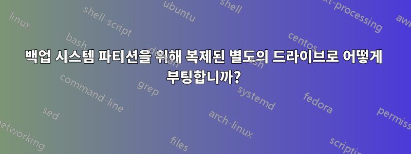 백업 시스템 파티션을 위해 복제된 별도의 드라이브로 어떻게 부팅합니까?