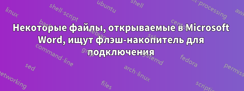 Некоторые файлы, открываемые в Microsoft Word, ищут флэш-накопитель для подключения