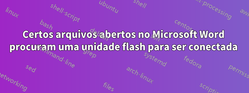 Certos arquivos abertos no Microsoft Word procuram uma unidade flash para ser conectada