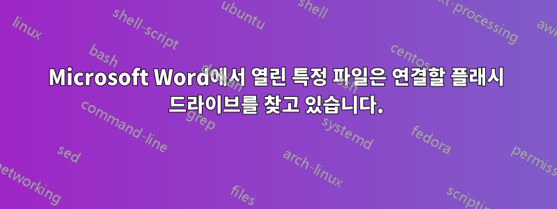 Microsoft Word에서 열린 특정 파일은 연결할 플래시 드라이브를 찾고 있습니다.