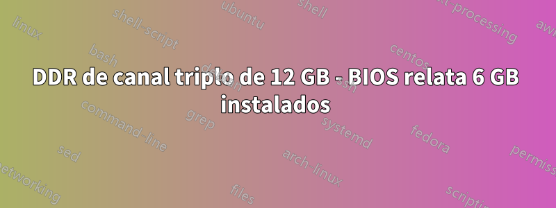 DDR de canal triplo de 12 GB - BIOS relata 6 GB instalados