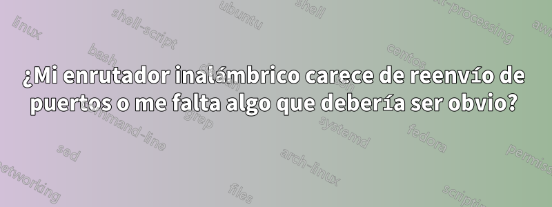 ¿Mi enrutador inalámbrico carece de reenvío de puertos o me falta algo que debería ser obvio?