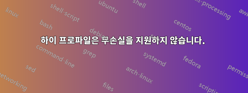 하이 프로파일은 무손실을 지원하지 않습니다.