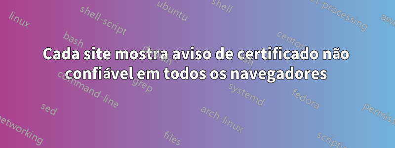 Cada site mostra aviso de certificado não confiável em todos os navegadores