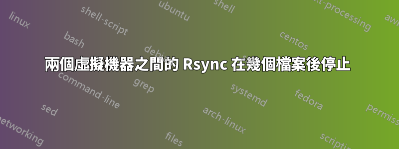 兩個虛擬機器之間的 Rsync 在幾個檔案後停止