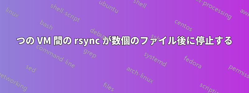 2 つの VM 間の rsync が数個のファイル後に停止する