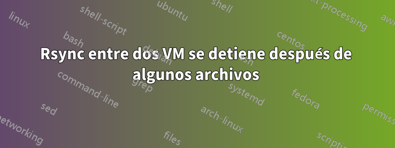 Rsync entre dos VM se detiene después de algunos archivos