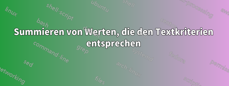 Summieren von Werten, die den Textkriterien entsprechen