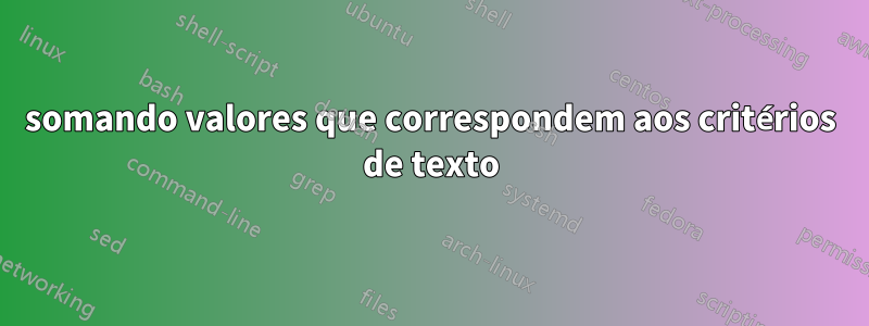 somando valores que correspondem aos critérios de texto