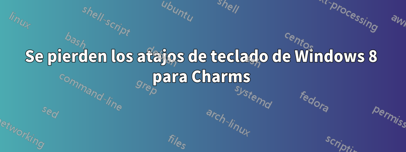 Se pierden los atajos de teclado de Windows 8 para Charms