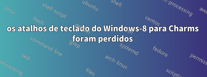 os atalhos de teclado do Windows-8 para Charms foram perdidos