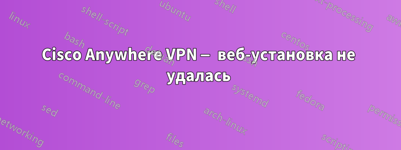 Cisco Anywhere VPN — веб-установка не удалась