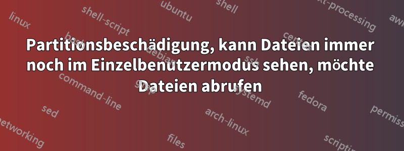 Partitionsbeschädigung, kann Dateien immer noch im Einzelbenutzermodus sehen, möchte Dateien abrufen