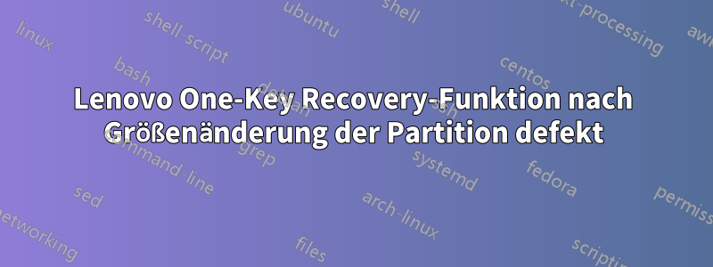 Lenovo One-Key Recovery-Funktion nach Größenänderung der Partition defekt