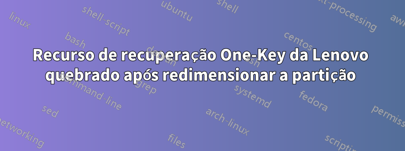 Recurso de recuperação One-Key da Lenovo quebrado após redimensionar a partição