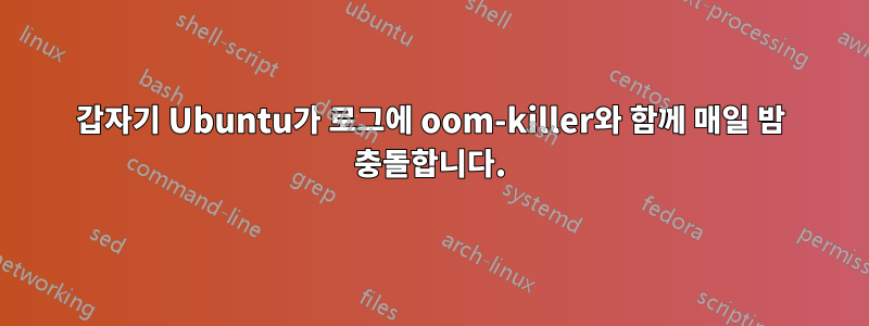 갑자기 Ubuntu가 로그에 oom-killer와 함께 매일 밤 충돌합니다.