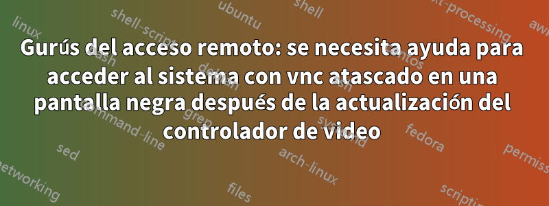 Gurús del acceso remoto: se necesita ayuda para acceder al sistema con vnc atascado en una pantalla negra después de la actualización del controlador de video