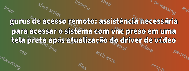 gurus de acesso remoto: assistência necessária para acessar o sistema com vnc preso em uma tela preta após atualização do driver de vídeo