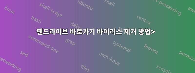 펜드라이브 바로가기 바이러스 제거 방법> 