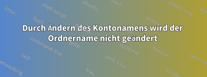 Durch Ändern des Kontonamens wird der Ordnername nicht geändert