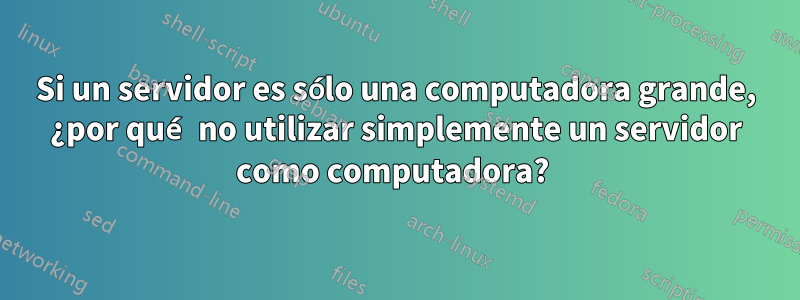 Si un servidor es sólo una computadora grande, ¿por qué no utilizar simplemente un servidor como computadora? 