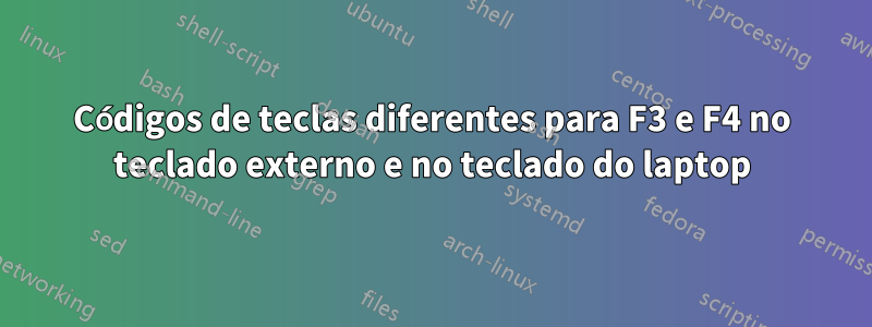 Códigos de teclas diferentes para F3 e F4 no teclado externo e no teclado do laptop