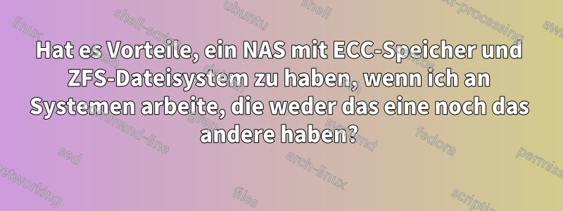 Hat es Vorteile, ein NAS mit ECC-Speicher und ZFS-Dateisystem zu haben, wenn ich an Systemen arbeite, die weder das eine noch das andere haben?