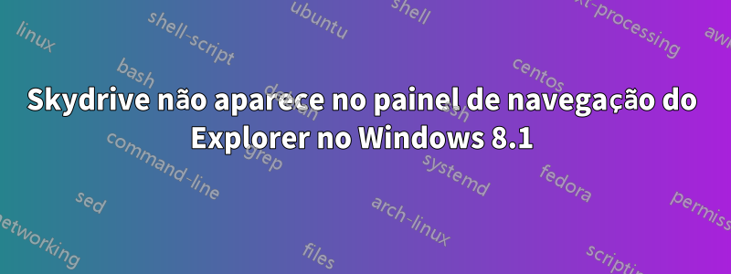 Skydrive não aparece no painel de navegação do Explorer no Windows 8.1