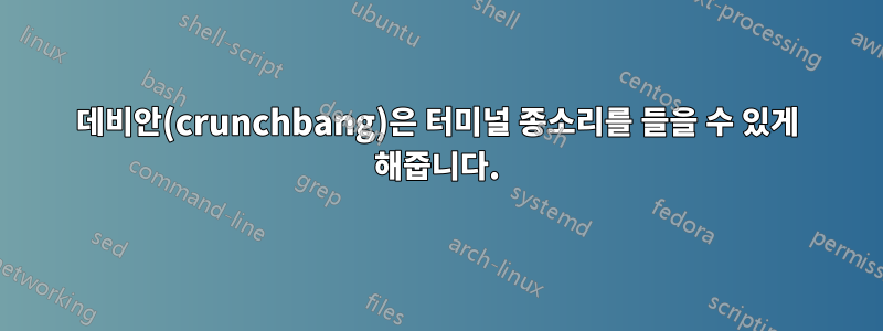 데비안(crunchbang)은 터미널 종소리를 들을 수 있게 해줍니다.