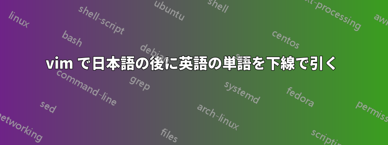 vim で日本語の後に英語の単語を下線で引く