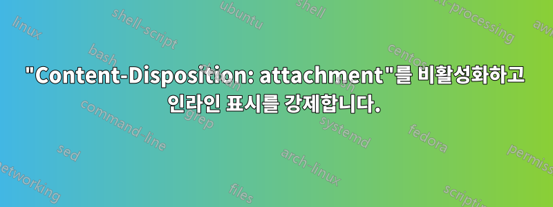 "Content-Disposition: attachment"를 비활성화하고 인라인 표시를 강제합니다.
