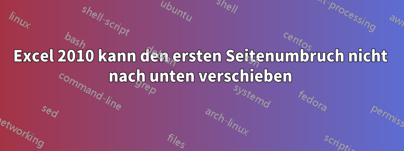 Excel 2010 kann den ersten Seitenumbruch nicht nach unten verschieben