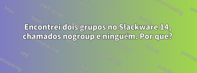 Encontrei dois grupos no Slackware 14, chamados nogroup e ninguém. Por que?