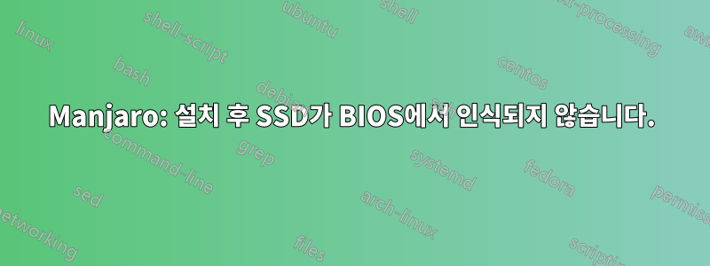 Manjaro: 설치 후 SSD가 BIOS에서 인식되지 않습니다.