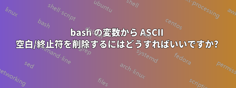 bash の変数から ASCII 空白/終止符を削除するにはどうすればいいですか?