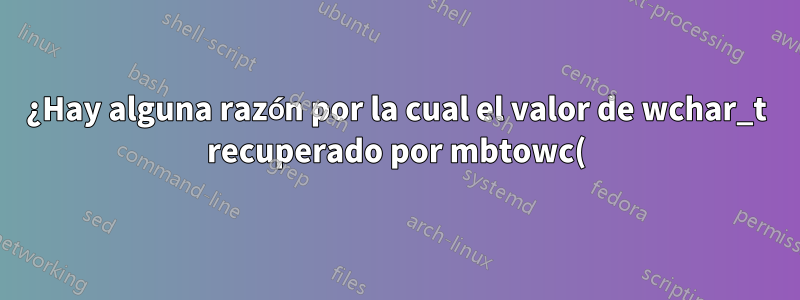 ¿Hay alguna razón por la cual el valor de wchar_t recuperado por mbtowc() no es el valor UNICODE?