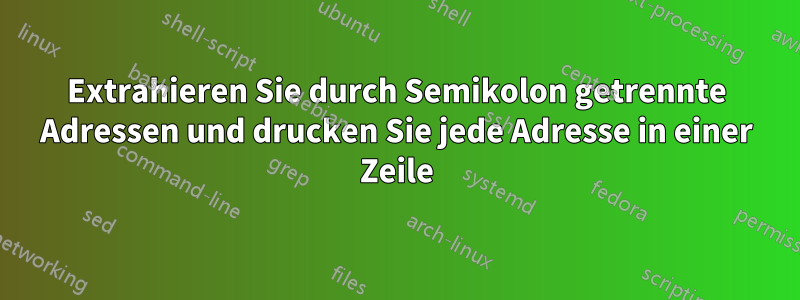Extrahieren Sie durch Semikolon getrennte Adressen und drucken Sie jede Adresse in einer Zeile