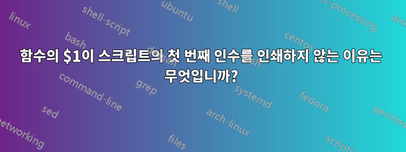 함수의 $1이 스크립트의 첫 번째 인수를 인쇄하지 않는 이유는 무엇입니까?