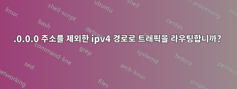 0.0.0.0 주소를 제외한 ipv4 경로로 트래픽을 라우팅합니까?