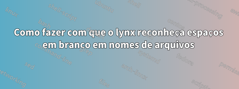 Como fazer com que o lynx reconheça espaços em branco em nomes de arquivos