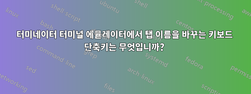 터미네이터 터미널 에뮬레이터에서 탭 이름을 바꾸는 키보드 단축키는 무엇입니까?